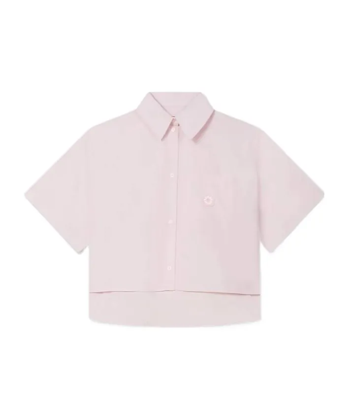 Short Dropped Shoulders Shirt In Cotton Poplin Boke Flower 2.0