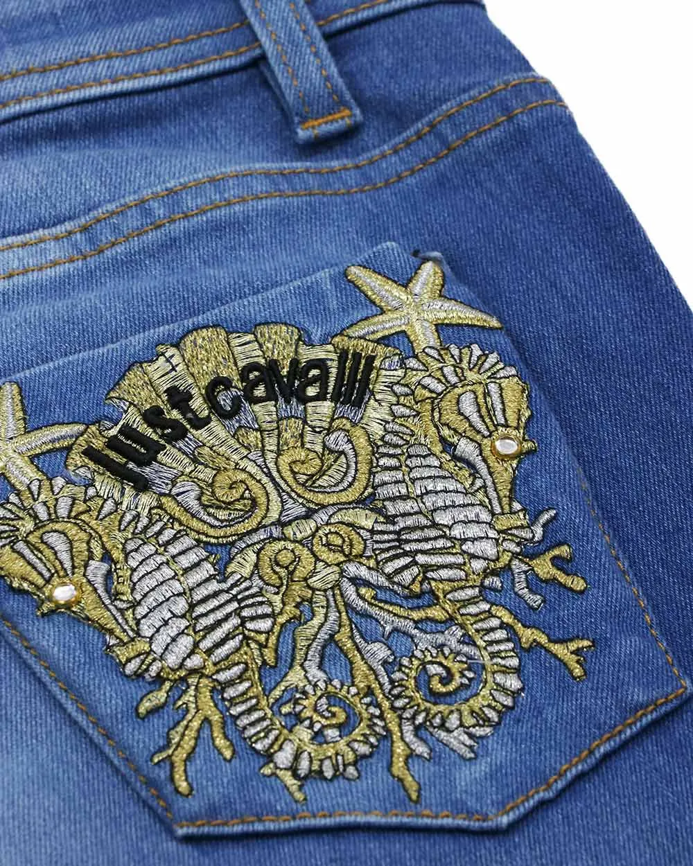 Logo Embroidered Jeans