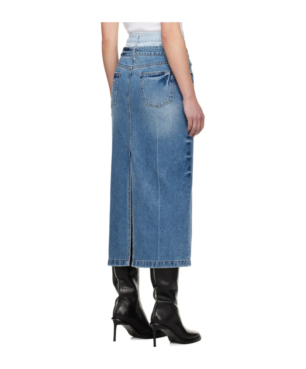 Double Waist Denim Skirt
