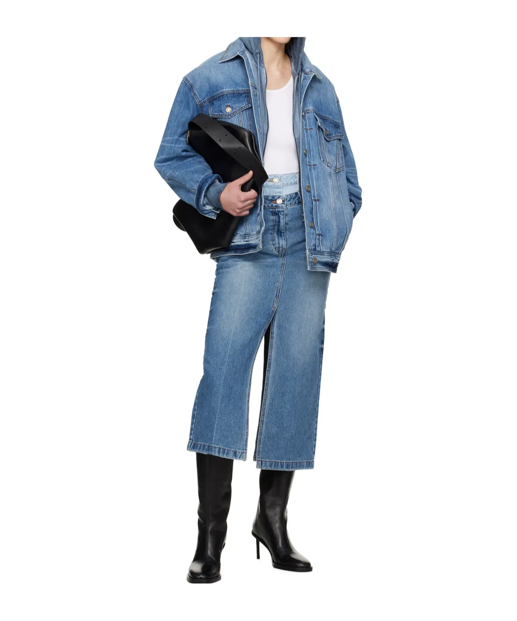 Double Waist Denim Skirt