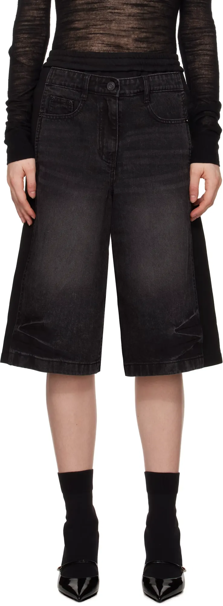 Patched Denim Shorts