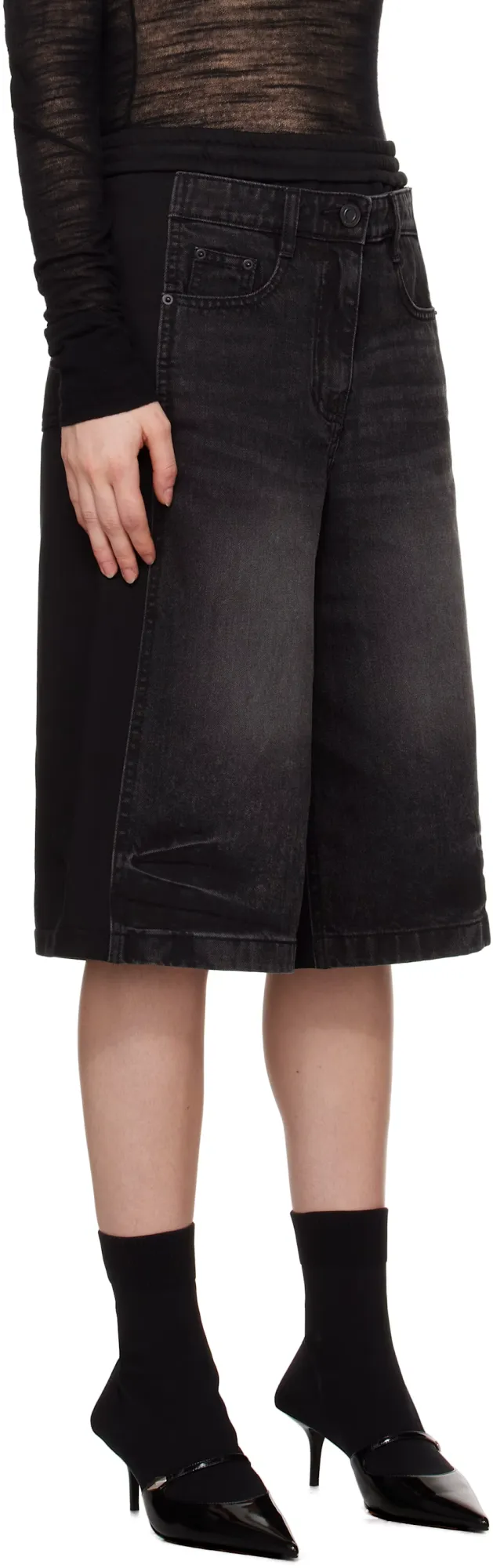 Patched Denim Shorts