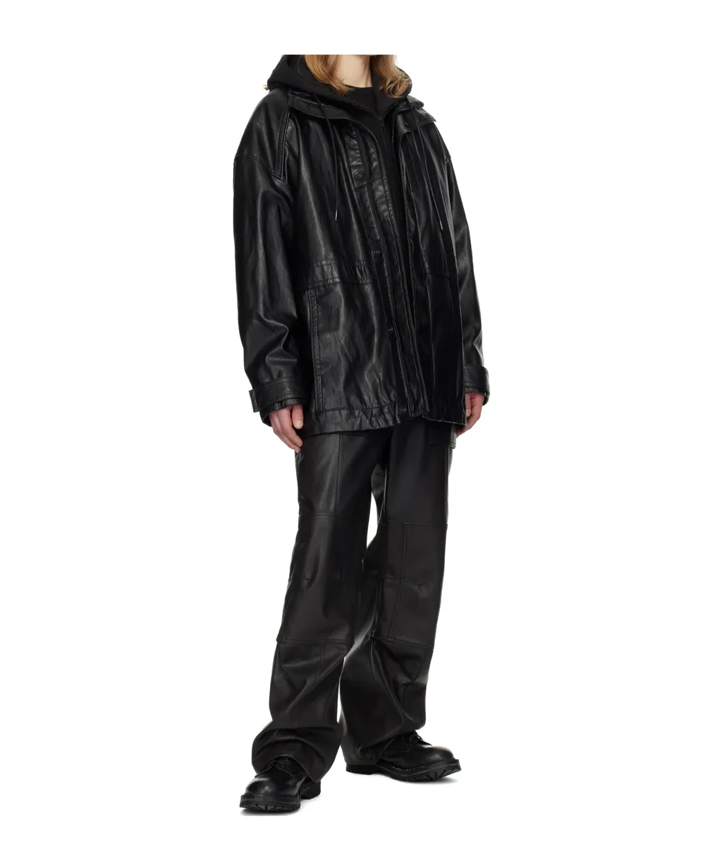 Knee Tuck Faux-Leather Pants