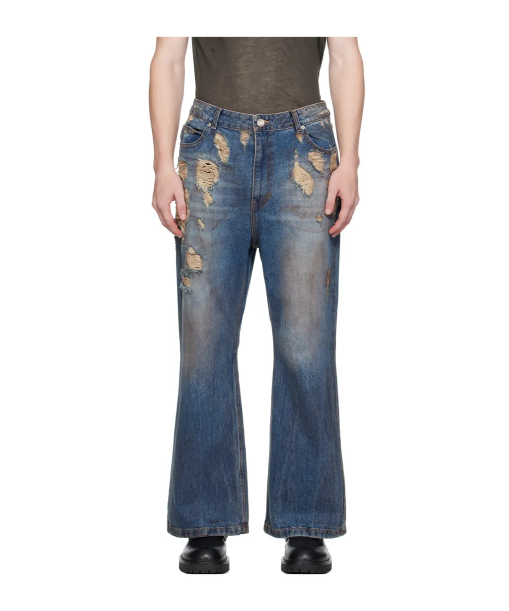 Oil Washed Bootcut Jeans