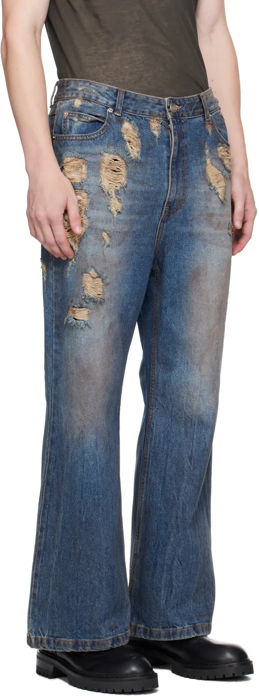 Oil Washed Bootcut Jeans