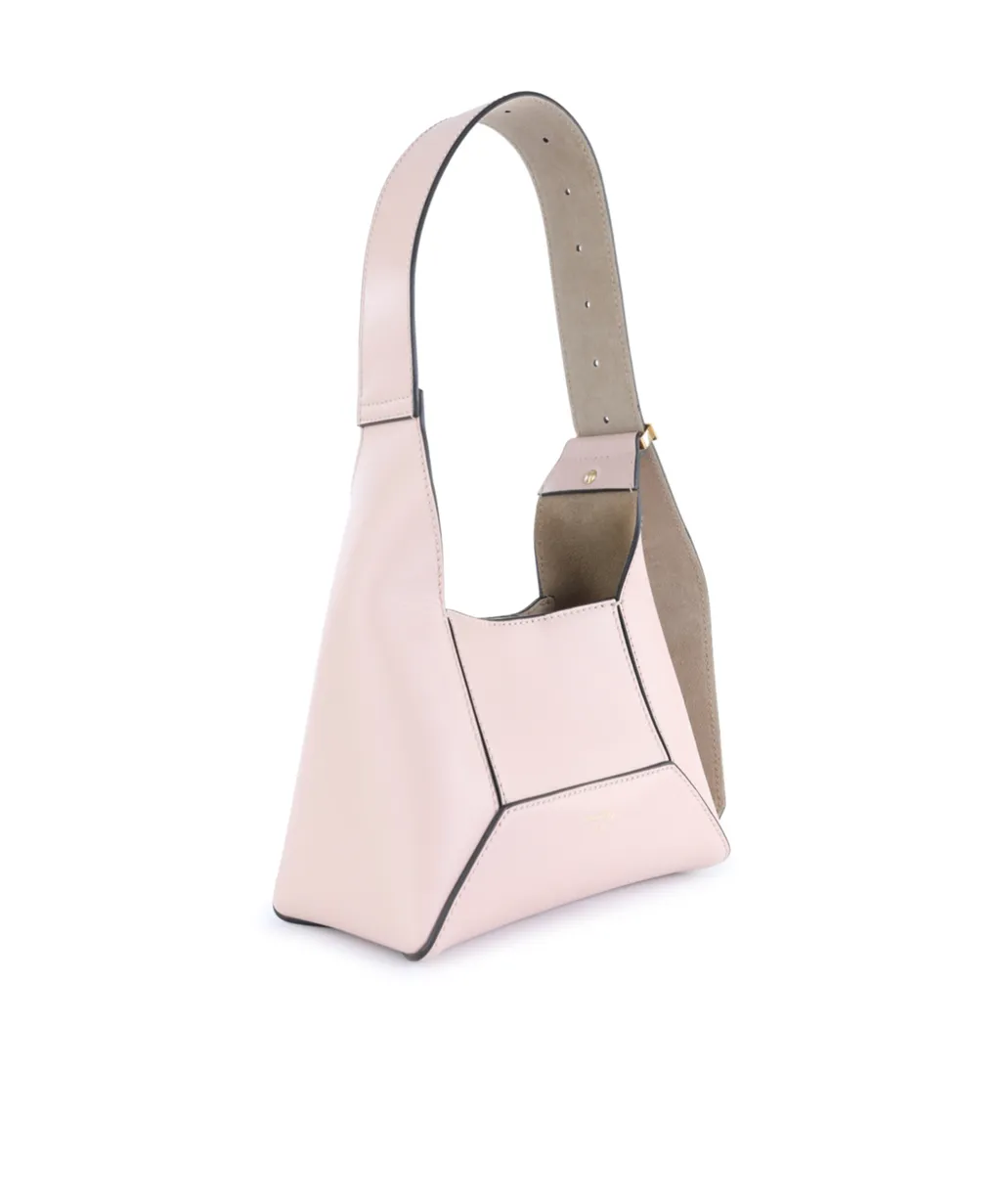 Logo Embossed Buckled Shoulder Bag