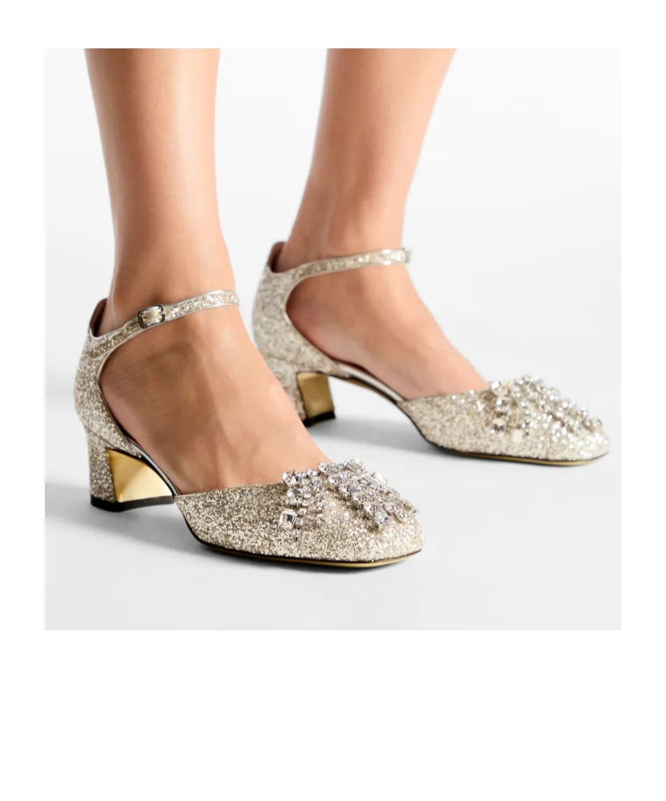 Embellished Ankle Strap Pumps