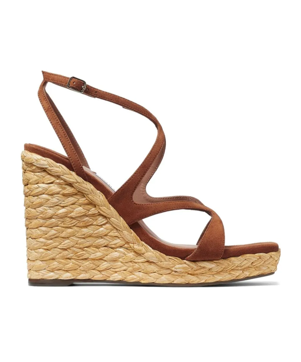 Ayla 110Mm Raffia Wedge Sandals