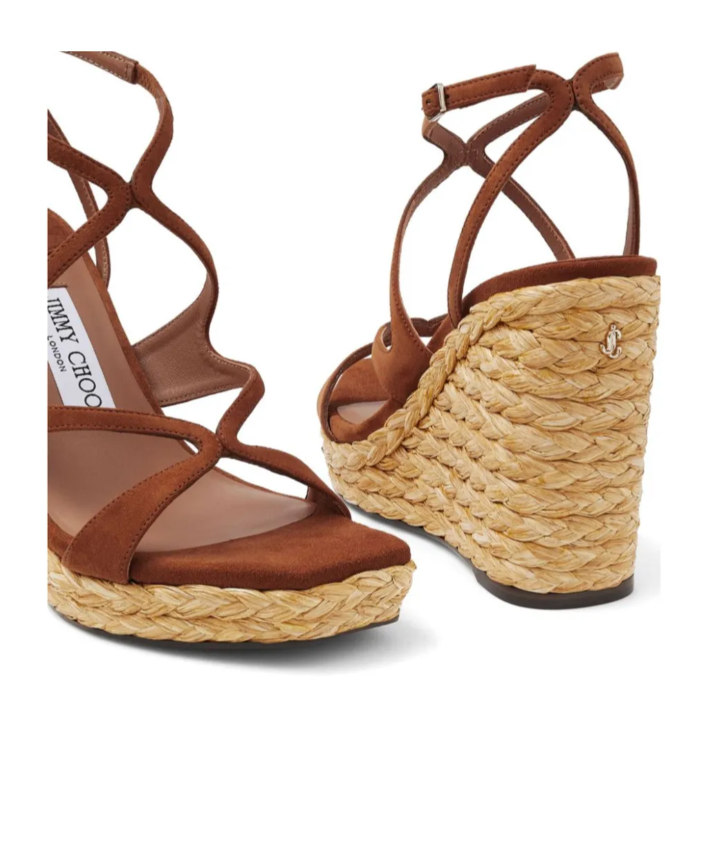 Ayla 110Mm Raffia Wedge Sandals