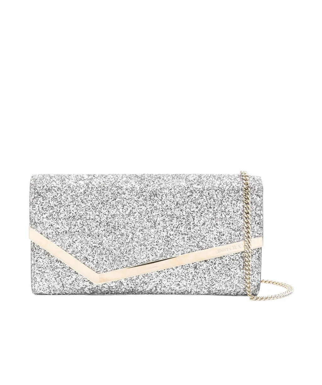 Emmie Glitter-Detailed Chain-Linked Clutch Bag