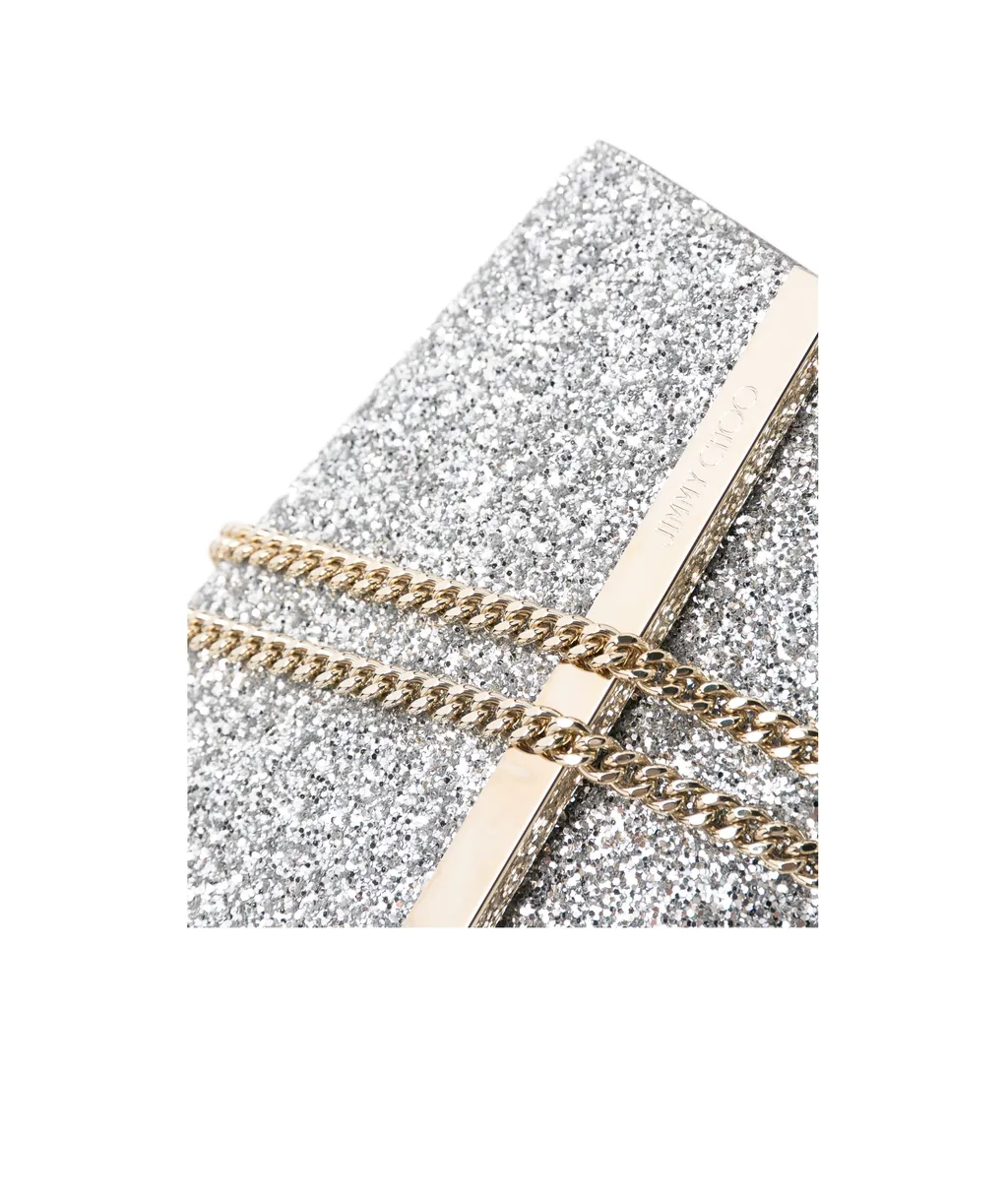 Emmie Glitter-Detailed Chain-Linked Clutch Bag