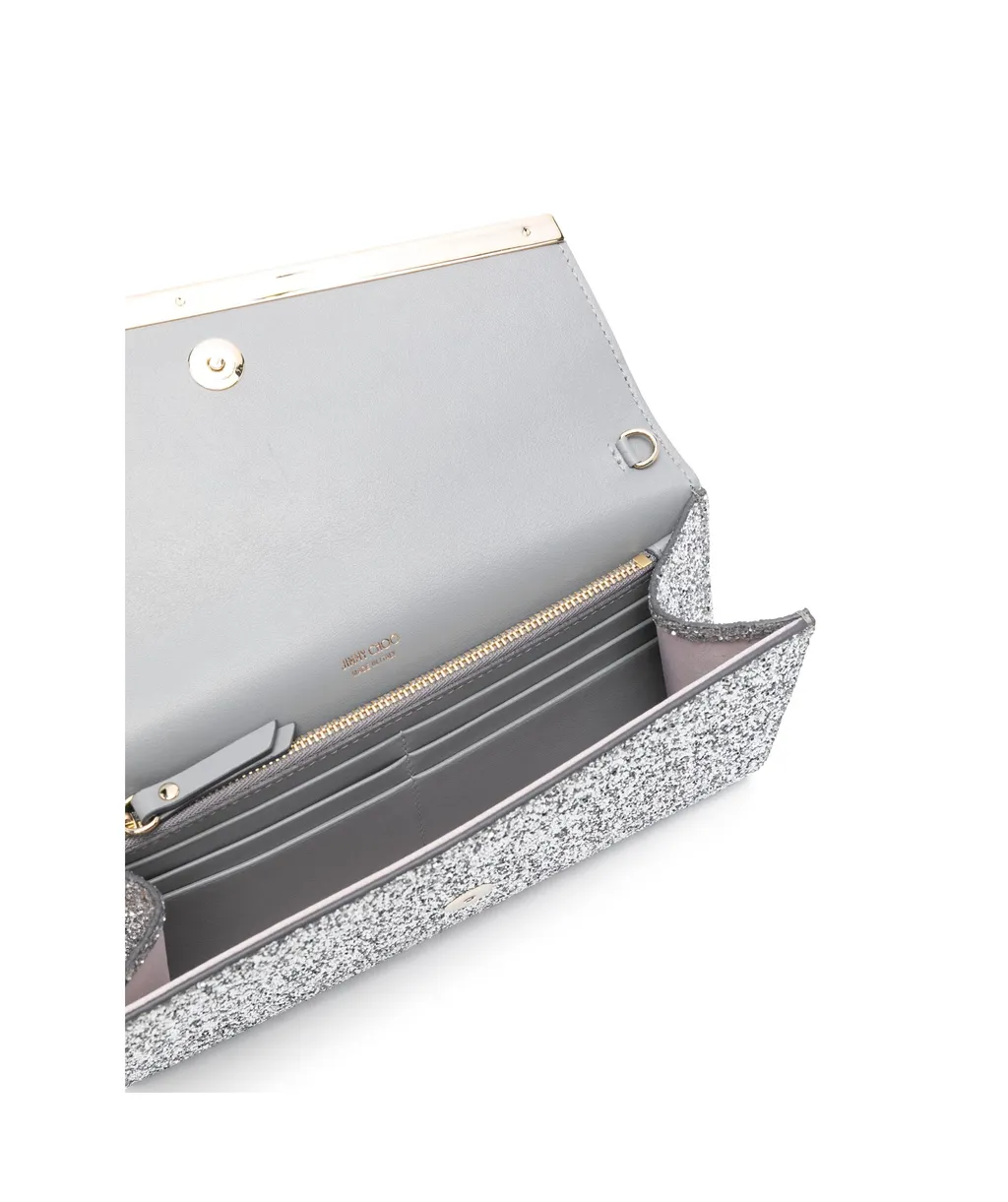 Emmie Glitter-Detailed Chain-Linked Clutch Bag