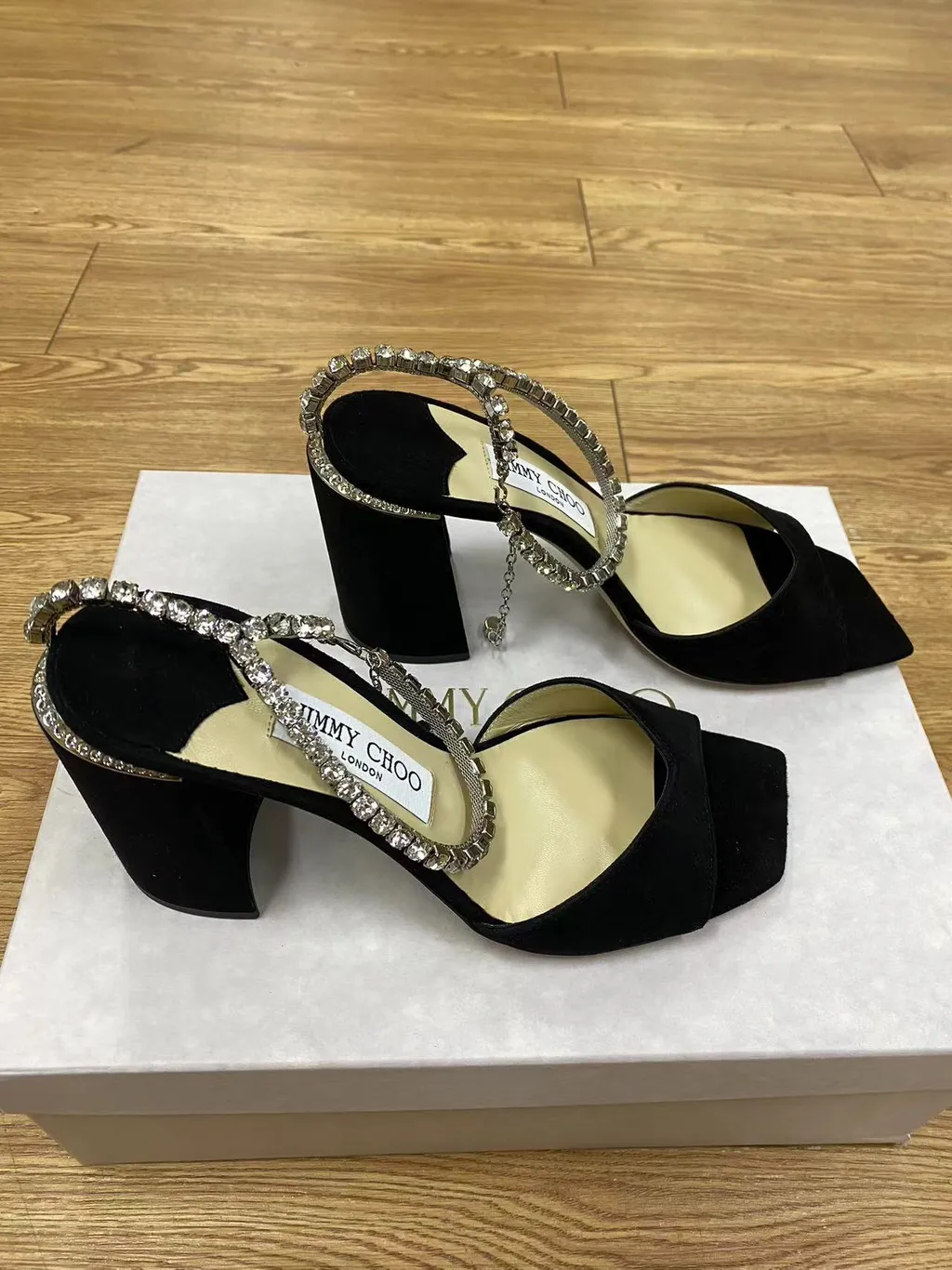 Saeda Rhinestone Tassel High-Heeled Sandals
