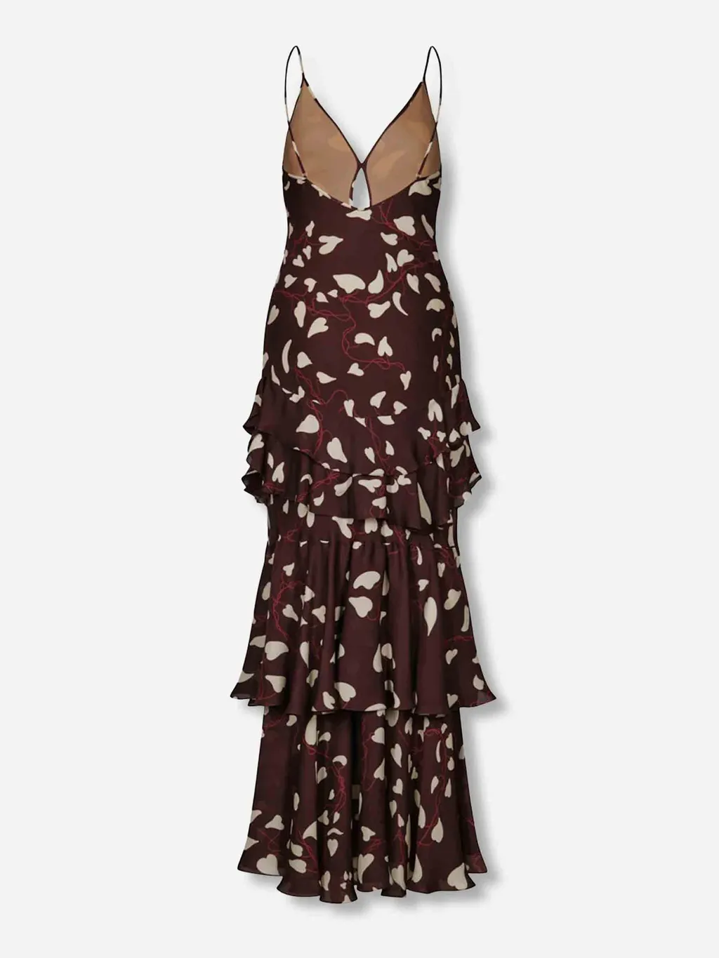 Heart Print Ruffled Maxi Dress