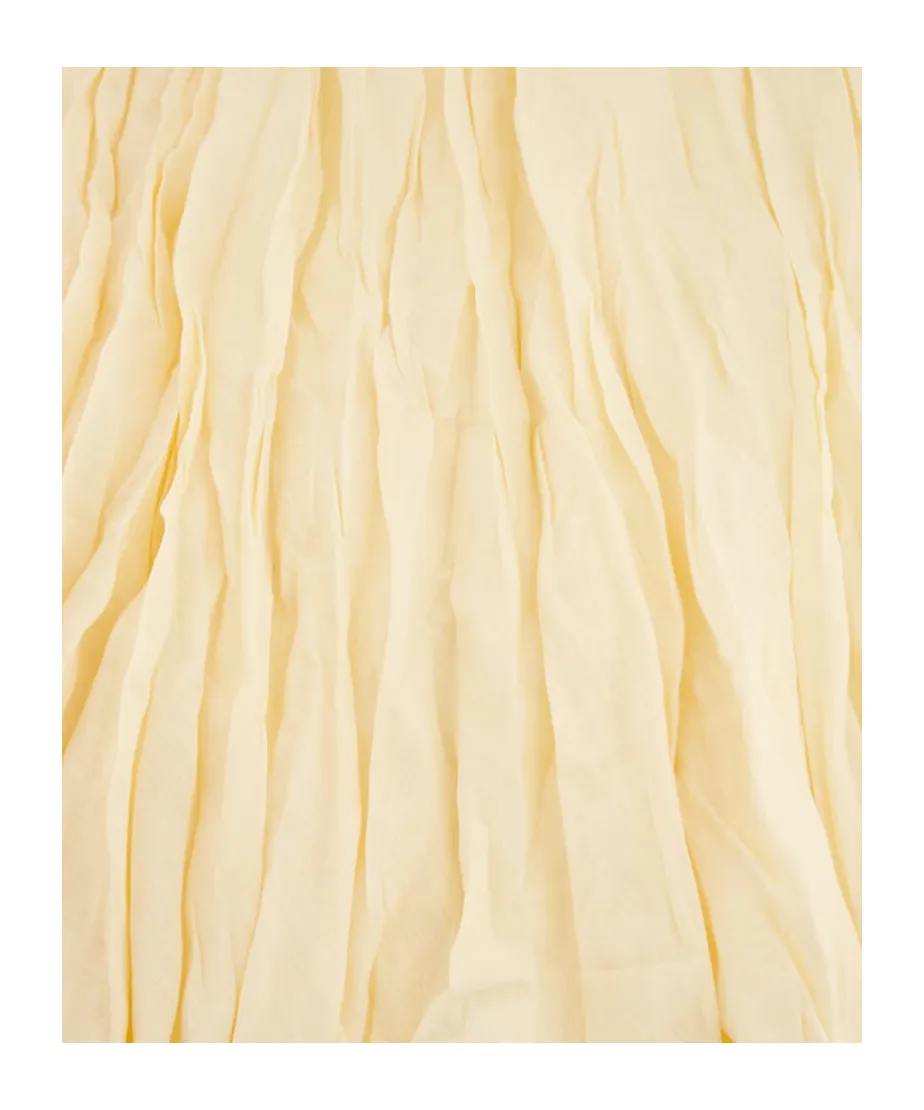 Ribbed-Waist Pleated Maxi Skirt