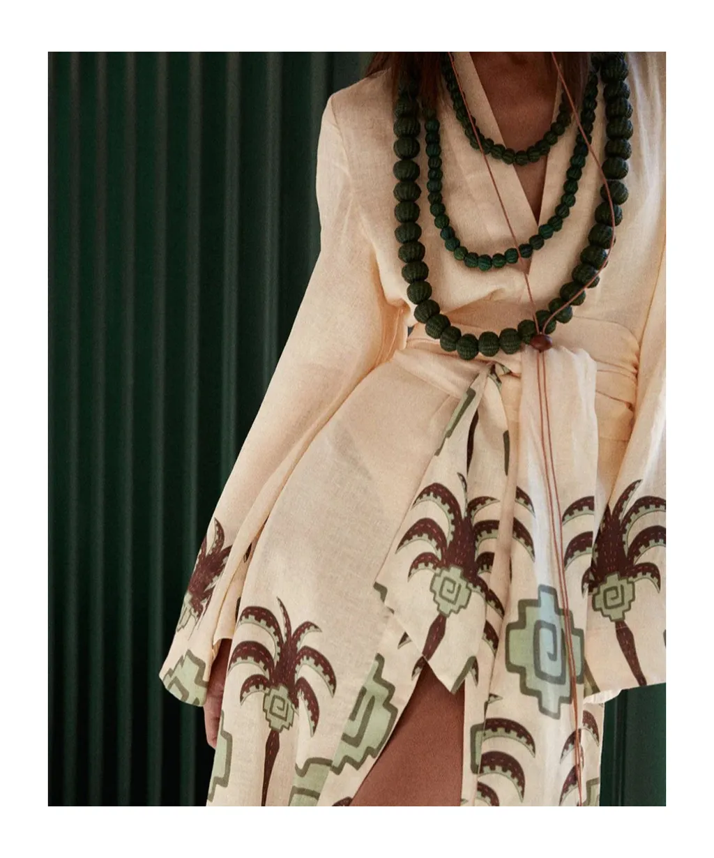 Boa Whisper Palm-Tree Geometric-Print Robe