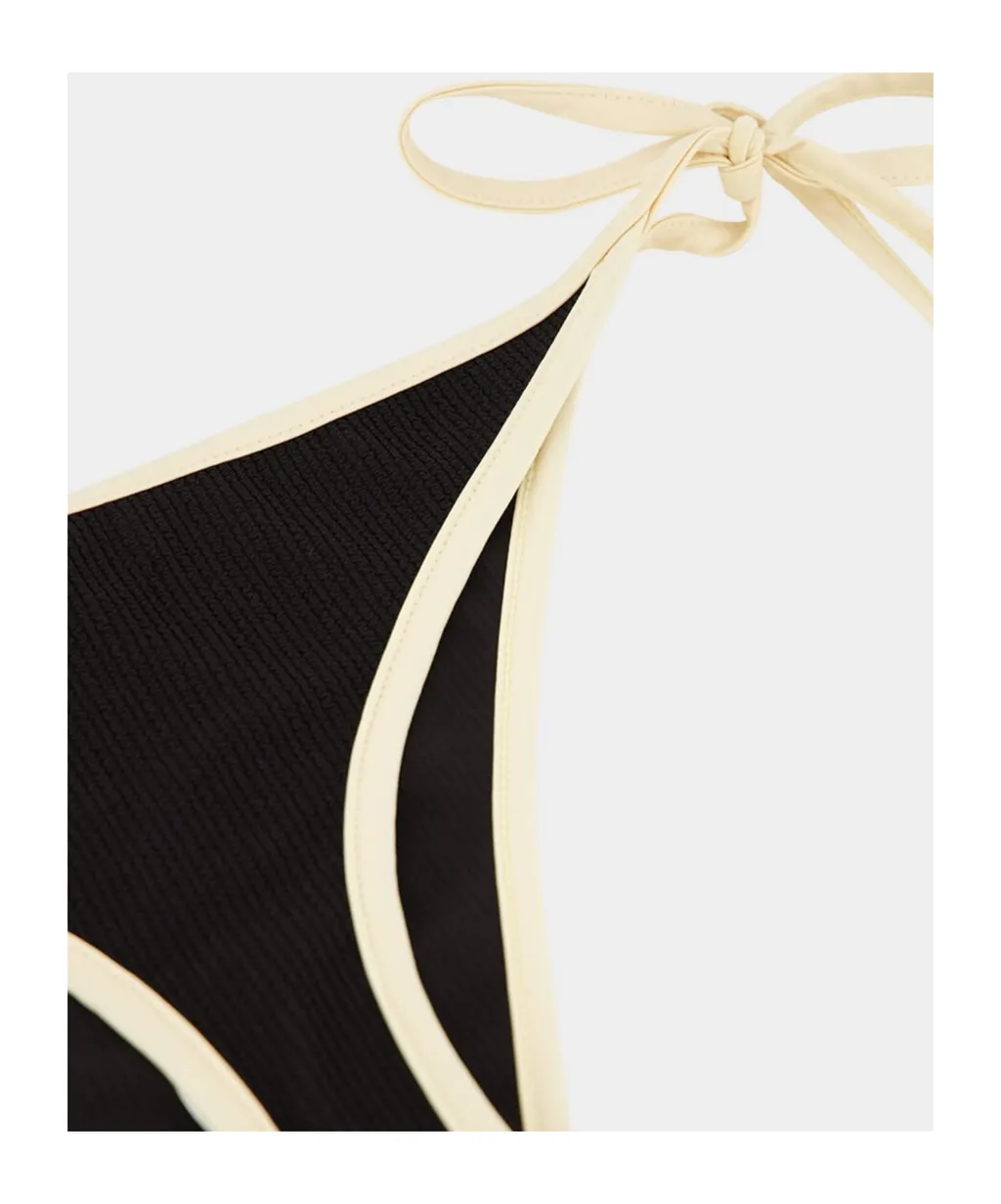 Ribbed-Trim Bikini Bottom