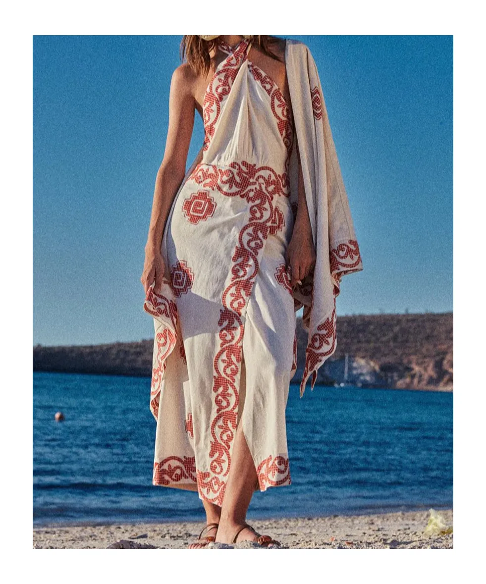 Halterneck Embroidered Dress