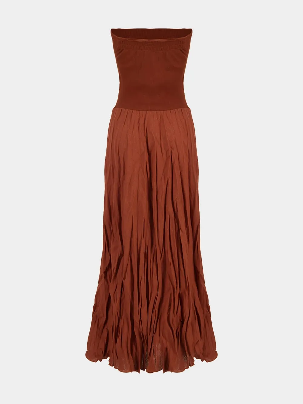 Ribbed-Waist Pleated Skirt Dress