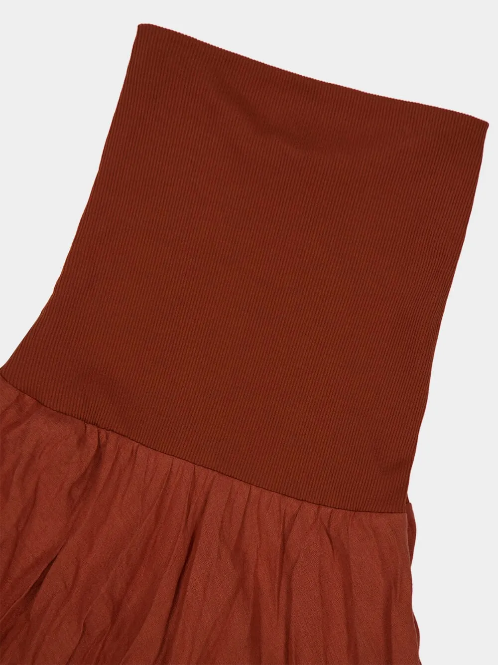 Ribbed-Waist Pleated Skirt Dress