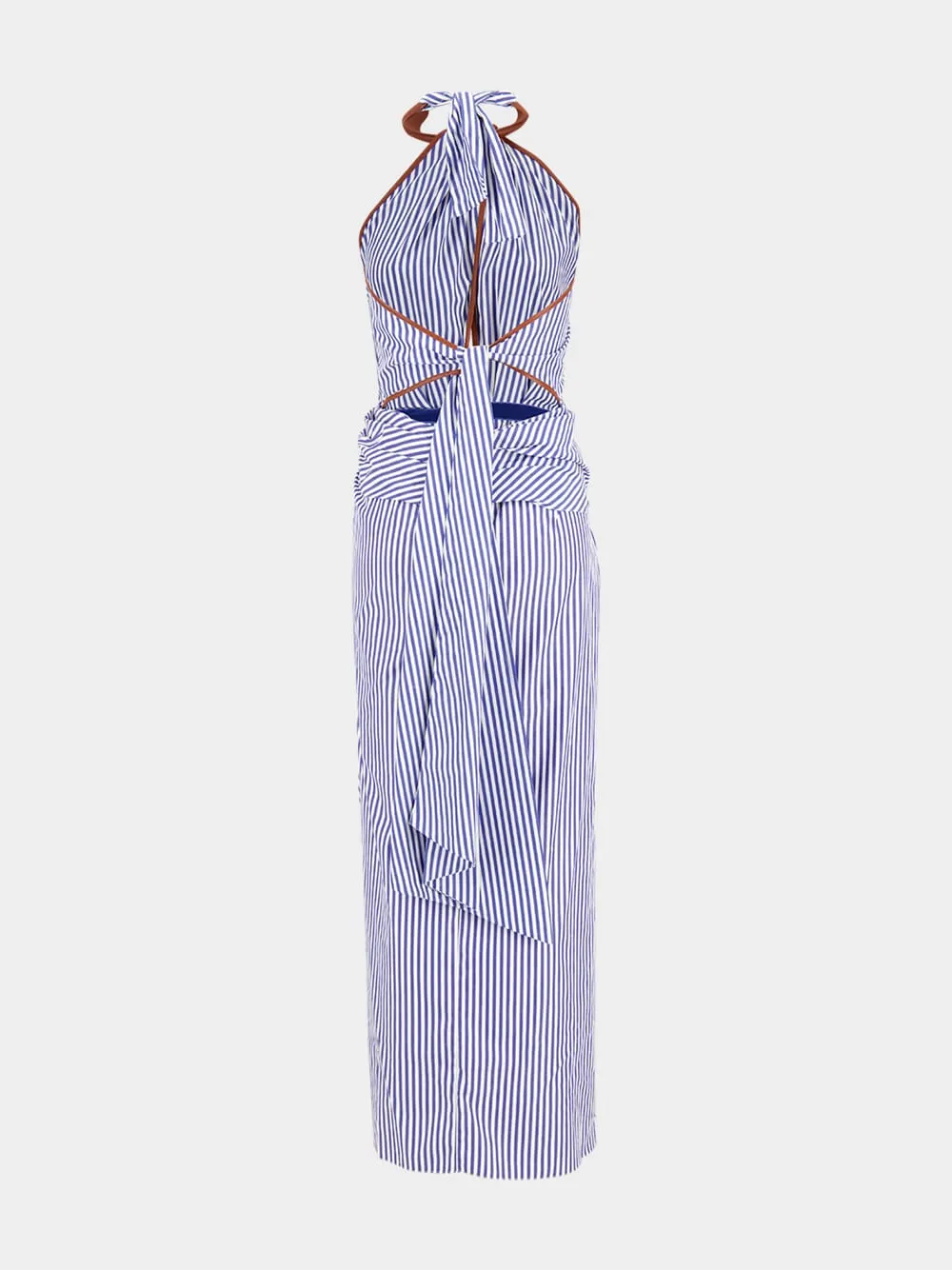 Centro Del Cielo Striped Halter-Neck Midi Dress