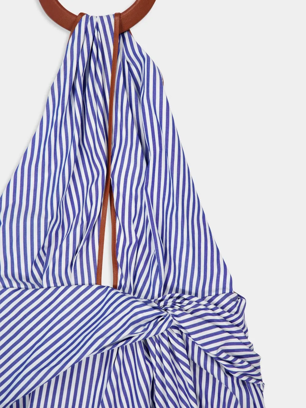 Centro Del Cielo Striped Halter-Neck Midi Dress