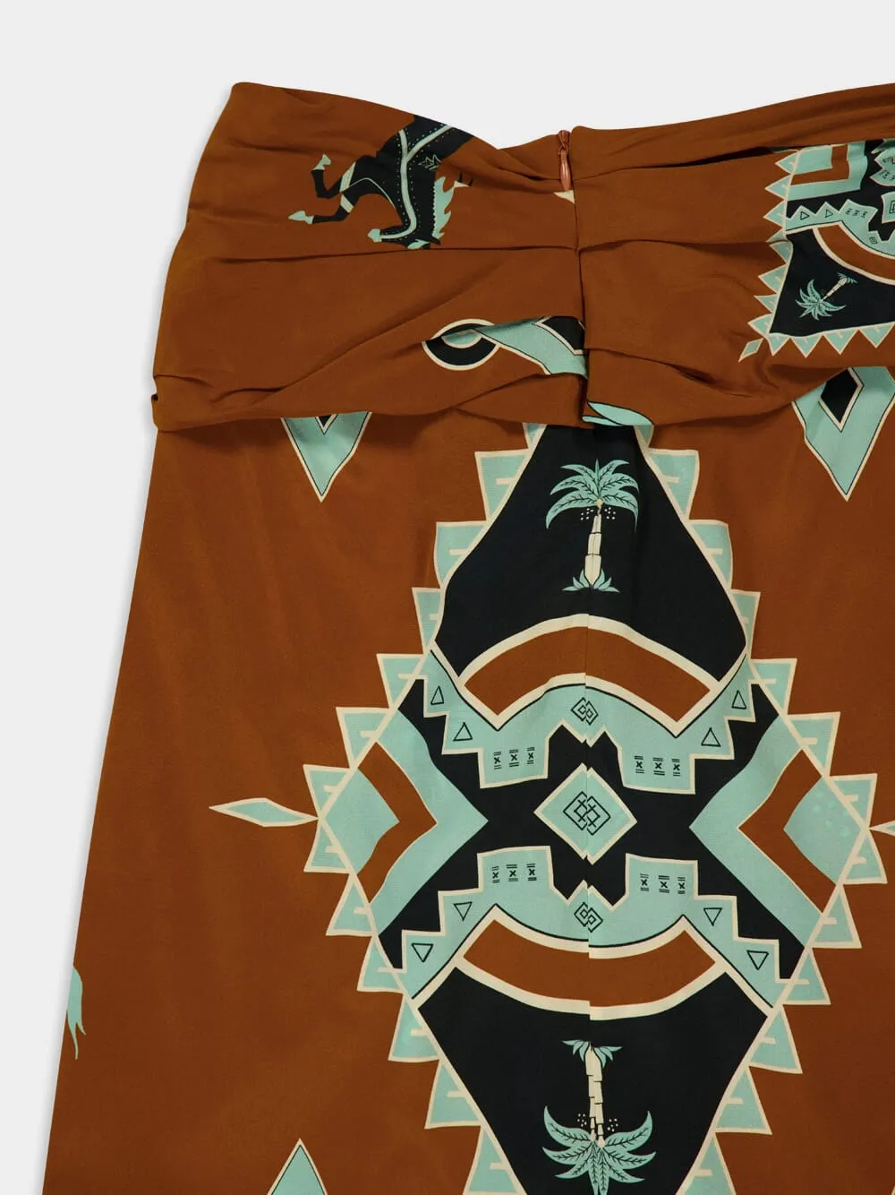 Wrap Horses Palms Print Midi Draped Skirt