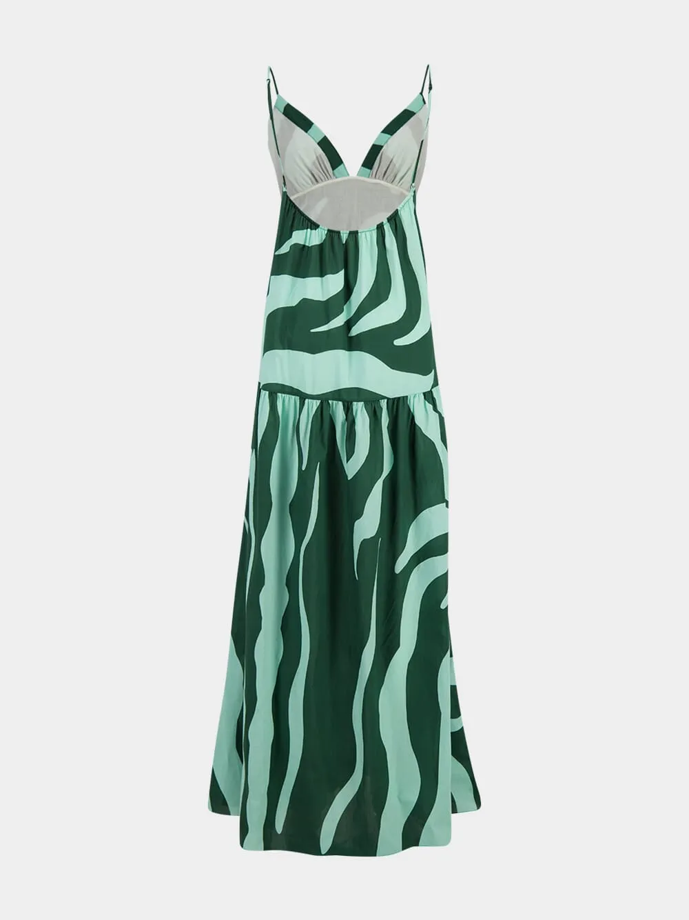 Zebra-Print Tiered Maxi Dress