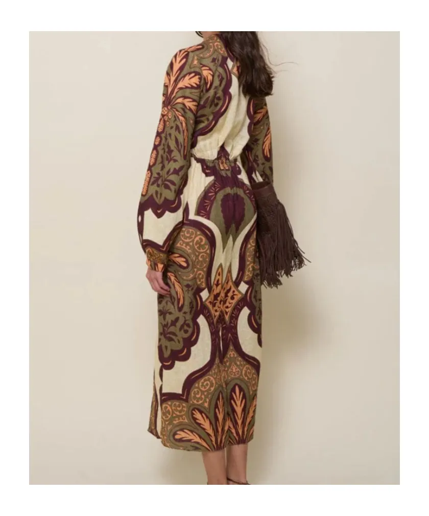 Tie-Front Paisley Print Dress