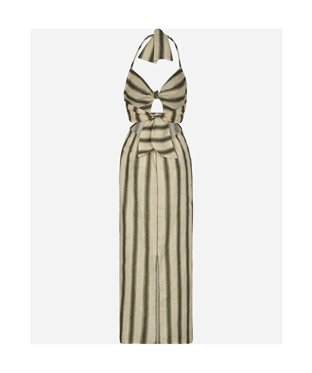 Striped Halter Maxi Dress