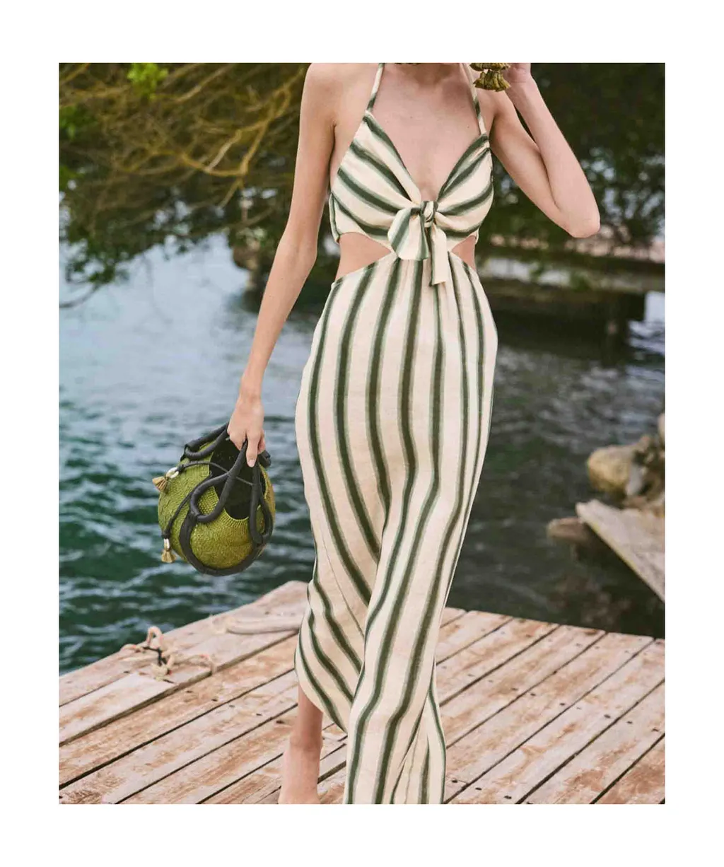 Striped Halter Maxi Dress