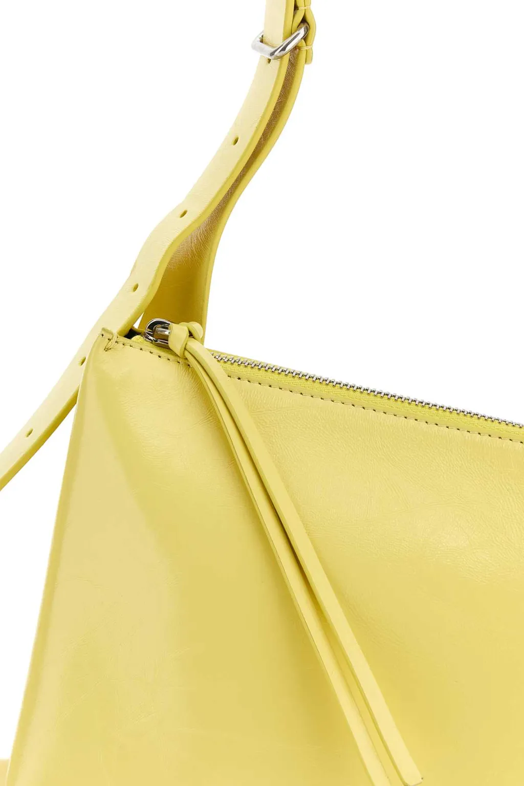 Folded Edge Zipped Medium Shoulder Bag