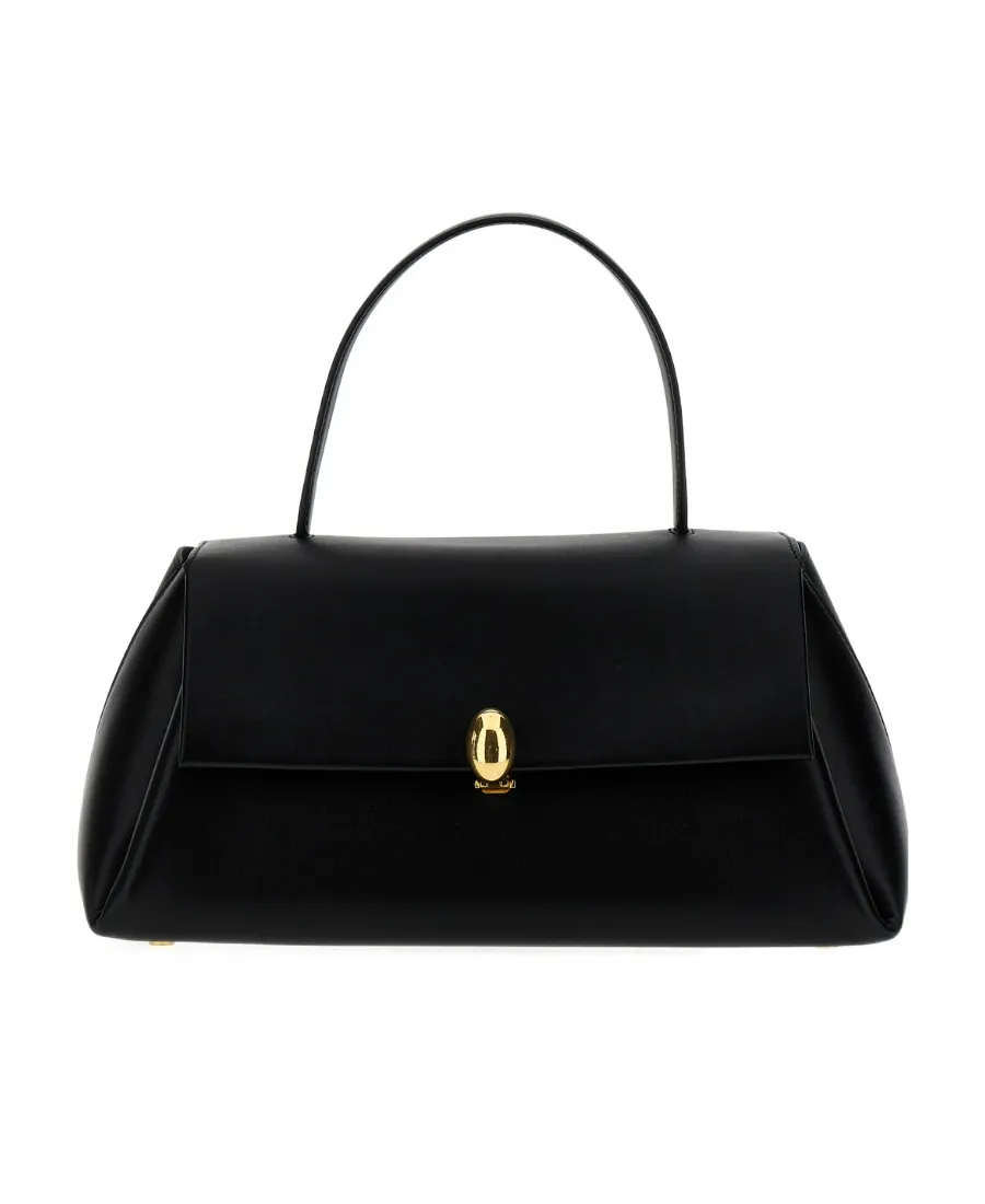Almond Foldover Top Handle Bag