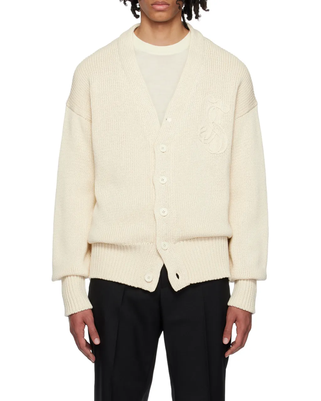 Logo Intarsia Knitted Cardigan