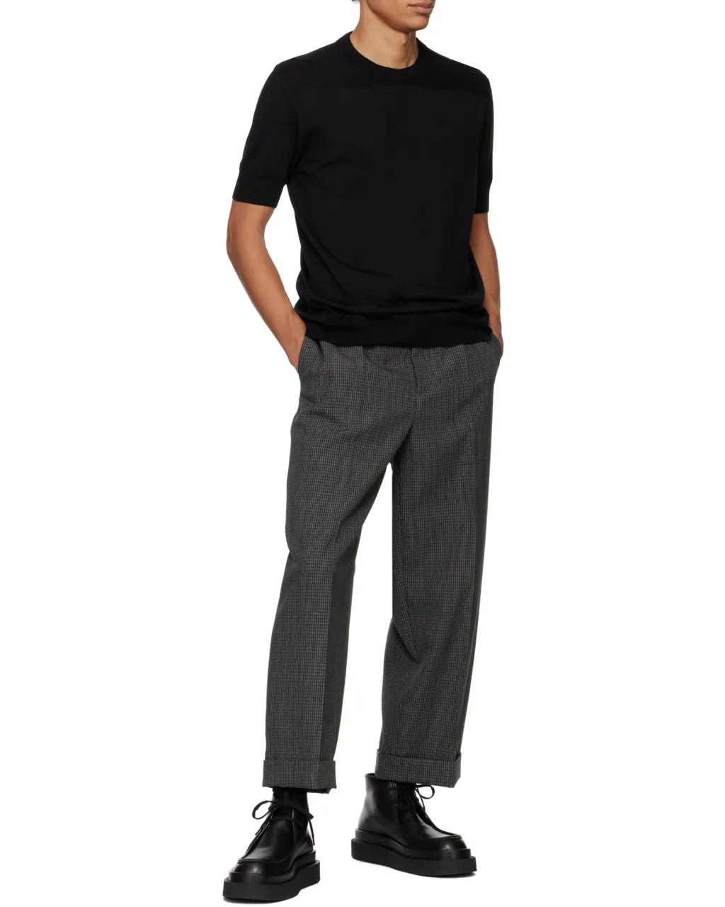 Short Sleeved Crewneck Knitted T-Shirt