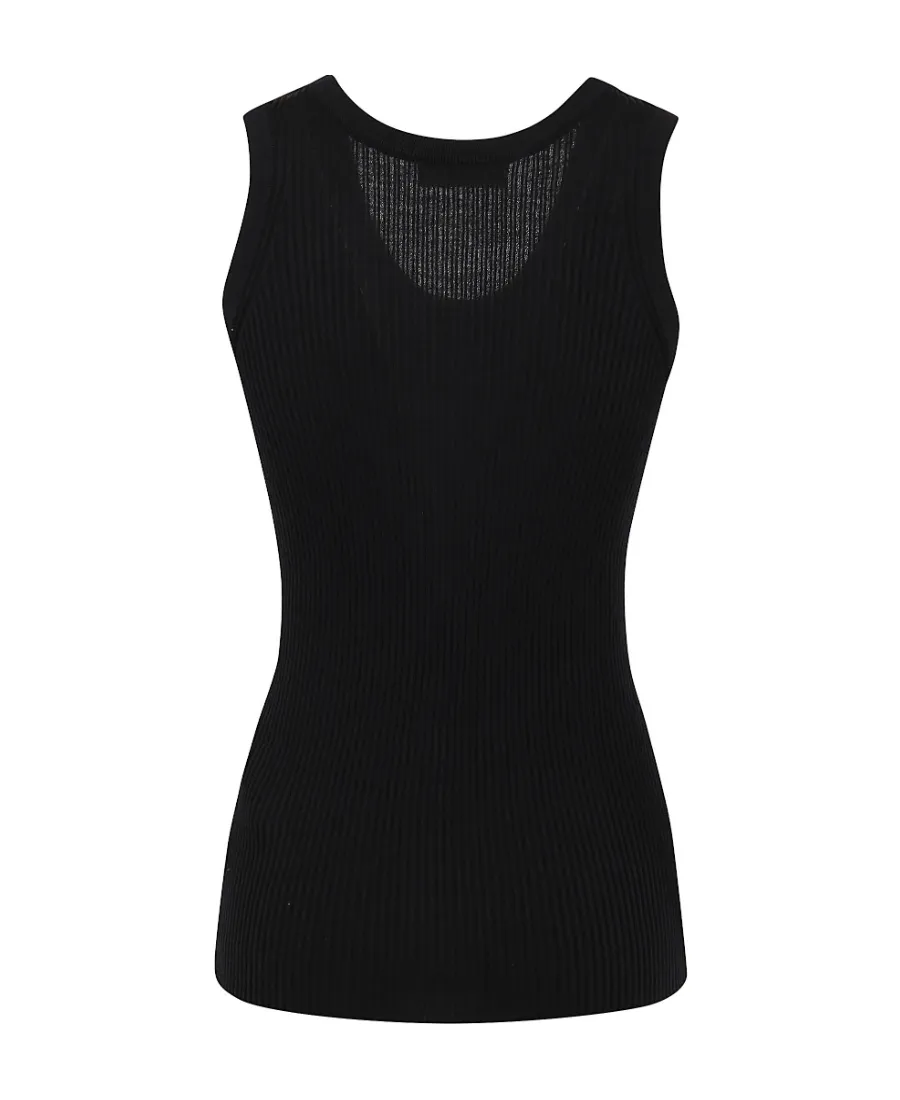 Logo-Embroidered Ribbed Top