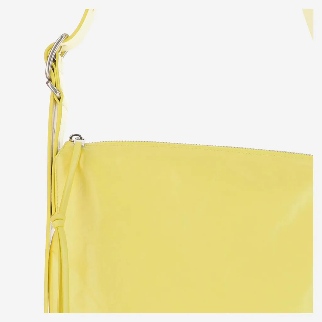 Crinkled Finish Zipped Shoulder Bag