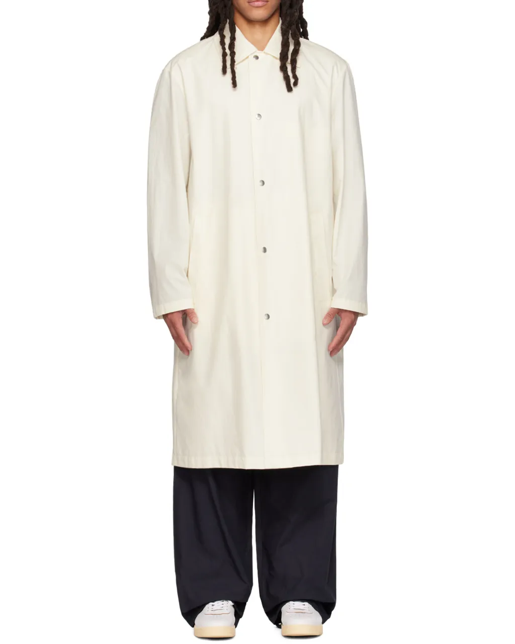 Logo-Print Single-Breasted Coat