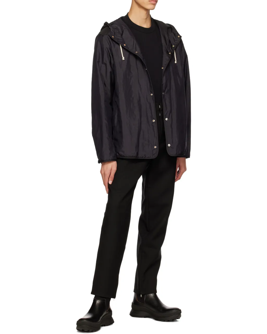 Press-Stud Fastened Hooded Jacket
