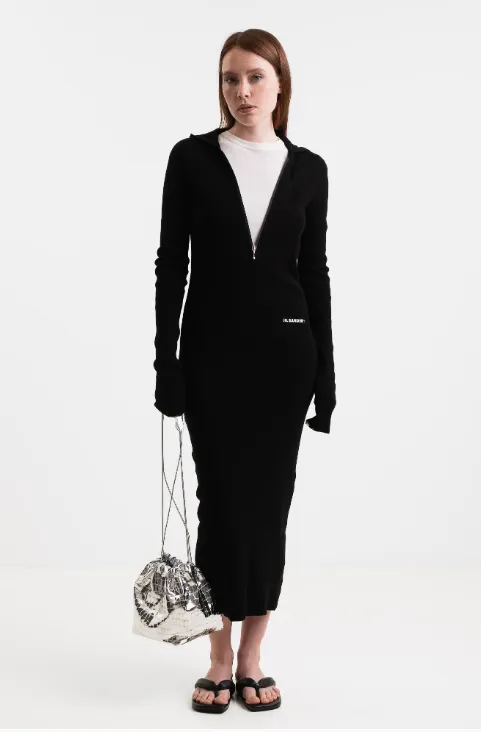 Hooded Knit Midi Dress