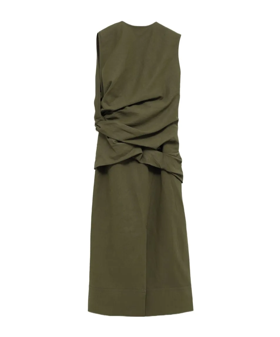 Draped Sleeveless Maxi Dress