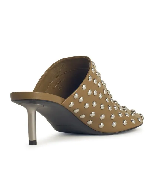 Stud Embellished Round Toe Mules