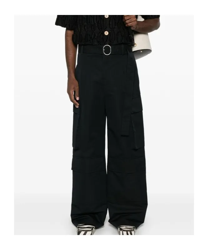 Belted Wide-Leg Cargo Pants