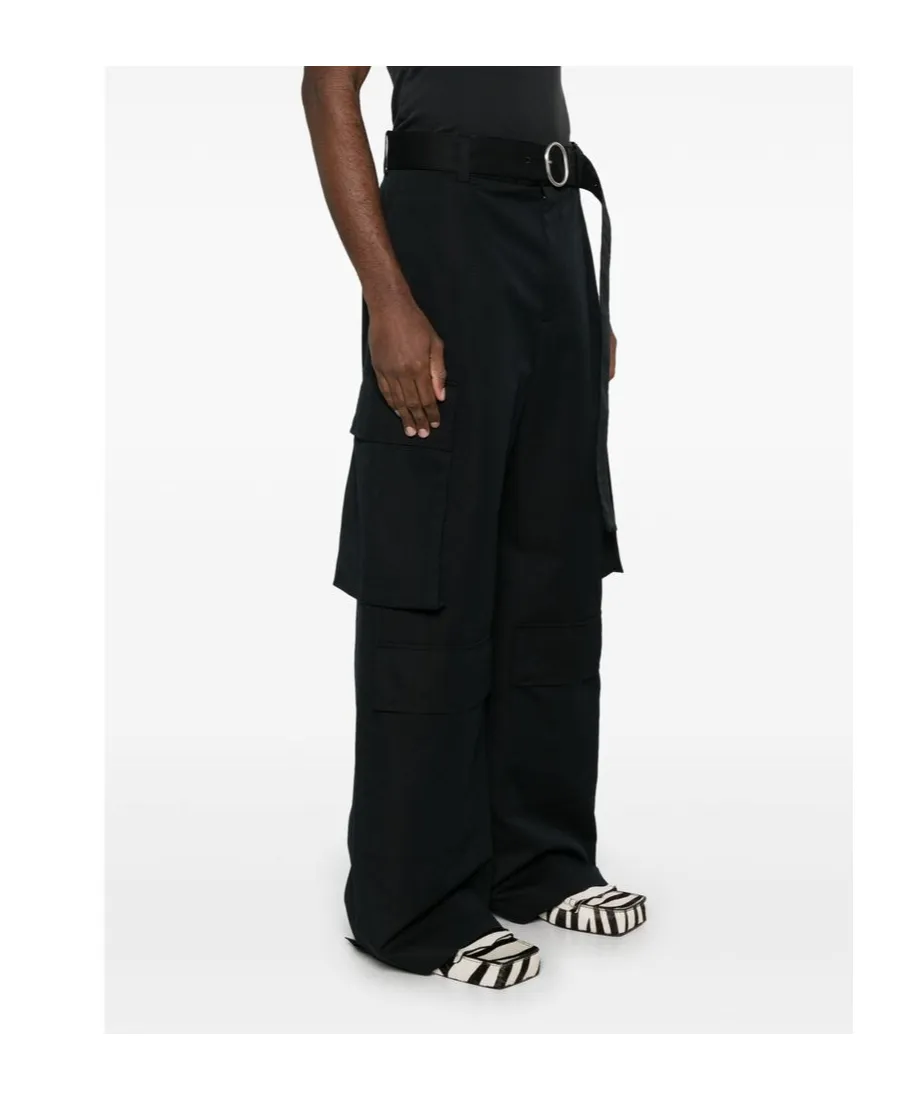 Belted Wide-Leg Cargo Pants