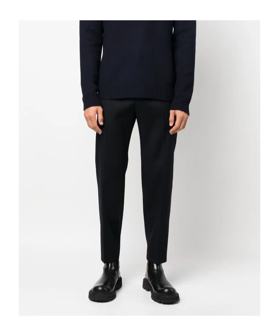 Elasticated-Waistband Cropped Trousers