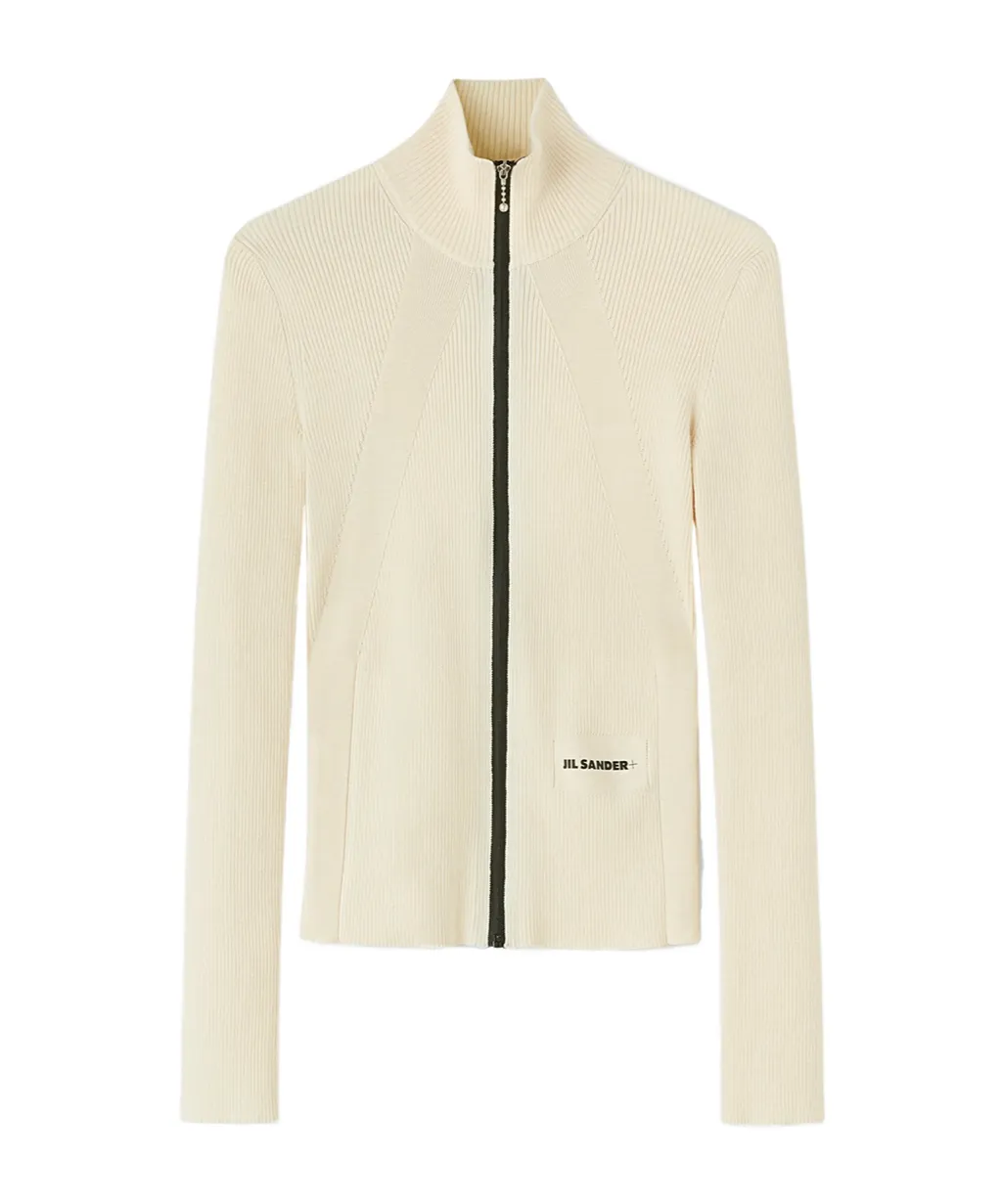 Zip-Up Ribbed-Knit Cardigan