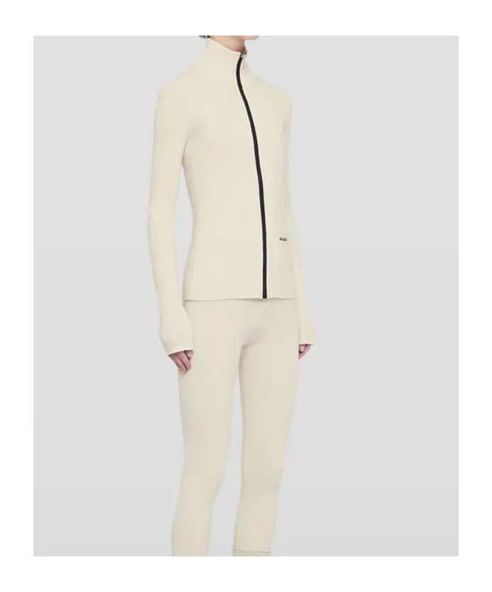 Zip-Up Ribbed-Knit Cardigan