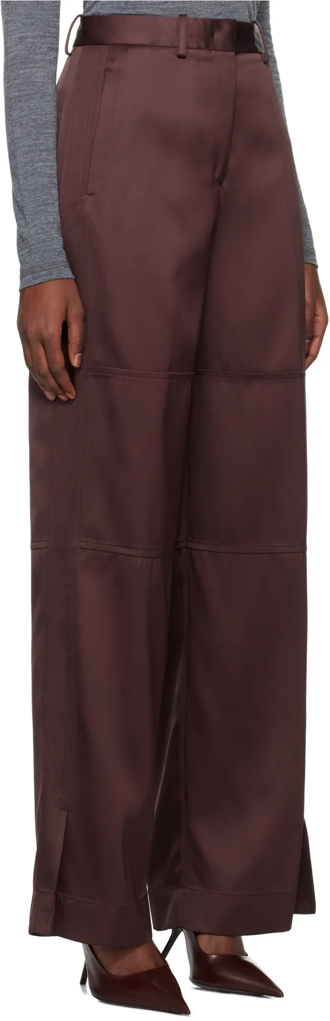 Side Slits Twill Trousers