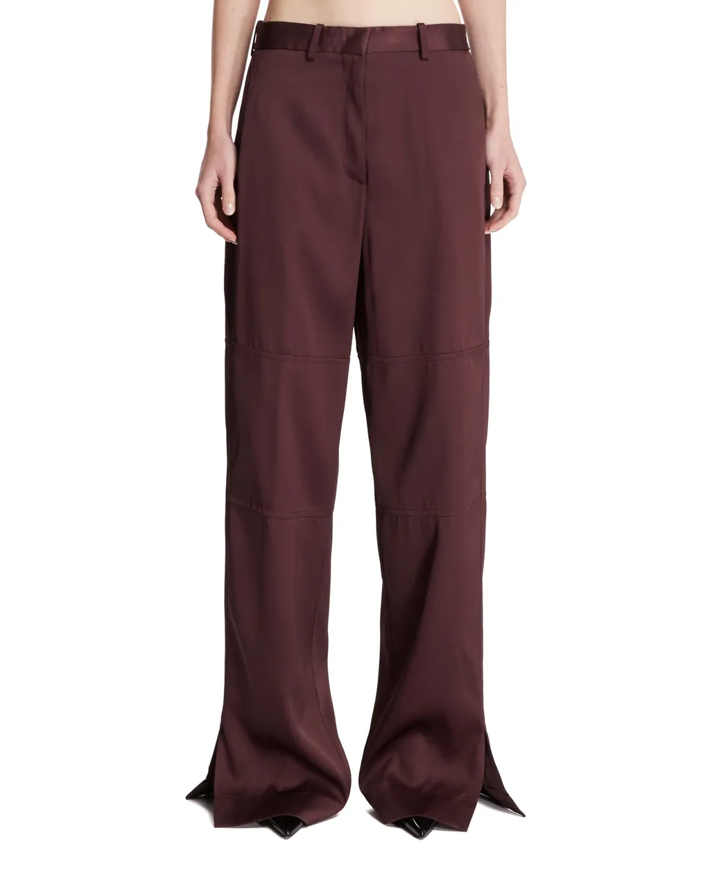 Side Slits Twill Trousers