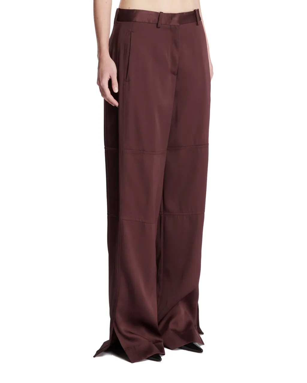 Side Slits Twill Trousers